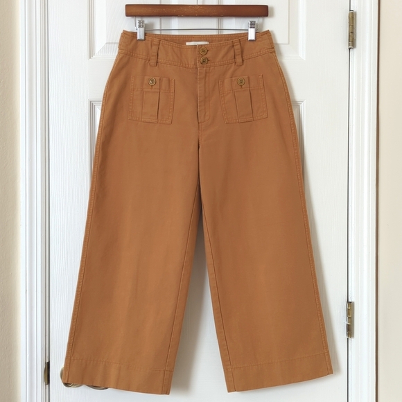 Sundance Voyager High Waisted Cropped Straight Wide Leg Pants Cashew Brown‎ 8 - Picture 1 of 15